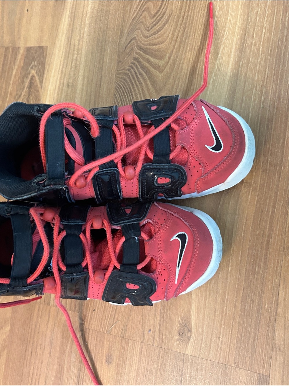 Nike Kids Red and Black Hook-and-Loop Sneakers
